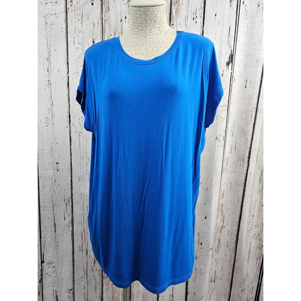 Piko M Short Sleeve Rolled Sleeve Top T-Shirt Tee Shirt Stretch Knit‎ Soft EUC